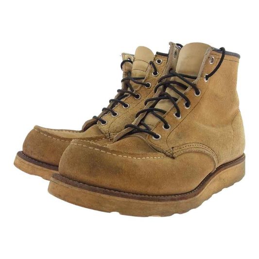RED WING レッドウィング 刺繍羽根タグ Irish Setter 6 CLASSIC MOC toe アイリッシュセッター クラシックモックトゥ スエード ワーク ブーツ ベージュ系 インソール実寸サイズ約26㎝【中古】