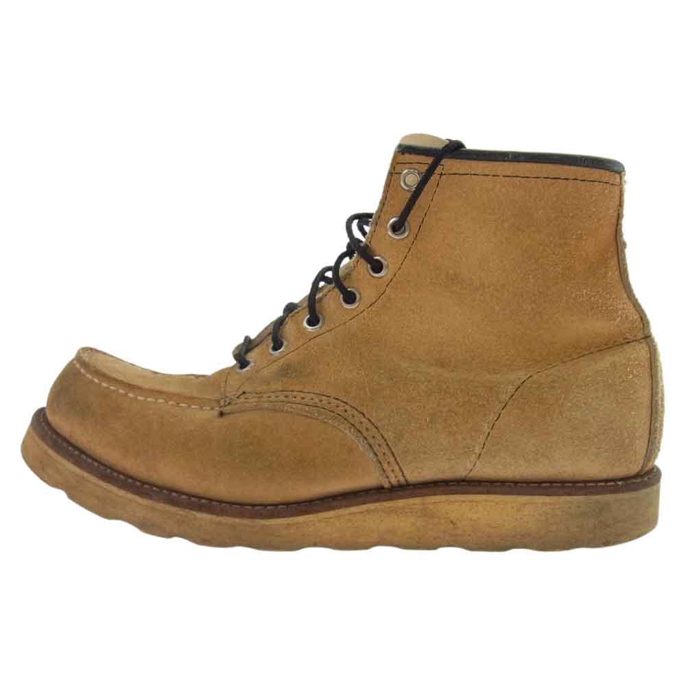 RED WING レッドウィング 刺繍羽根タグ Irish Setter 6 CLASSIC MOC toe アイリッシュセッター クラシックモックトゥ スエード ワーク ブーツ ベージュ系 インソール実寸サイズ約26㎝【中古】