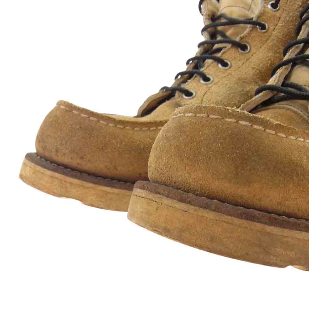 RED WING レッドウィング 刺繍羽根タグ Irish Setter 6 CLASSIC MOC toe アイリッシュセッター クラシックモックトゥ スエード ワーク ブーツ ベージュ系 インソール実寸サイズ約26㎝【中古】