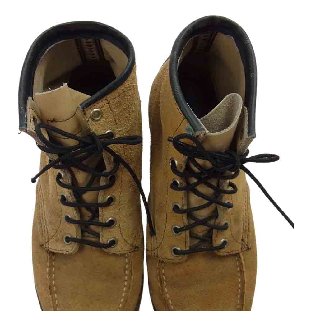 RED WING レッドウィング 刺繍羽根タグ Irish Setter 6 CLASSIC MOC toe アイリッシュセッター クラシックモックトゥ スエード ワーク ブーツ ベージュ系 インソール実寸サイズ約26㎝【中古】