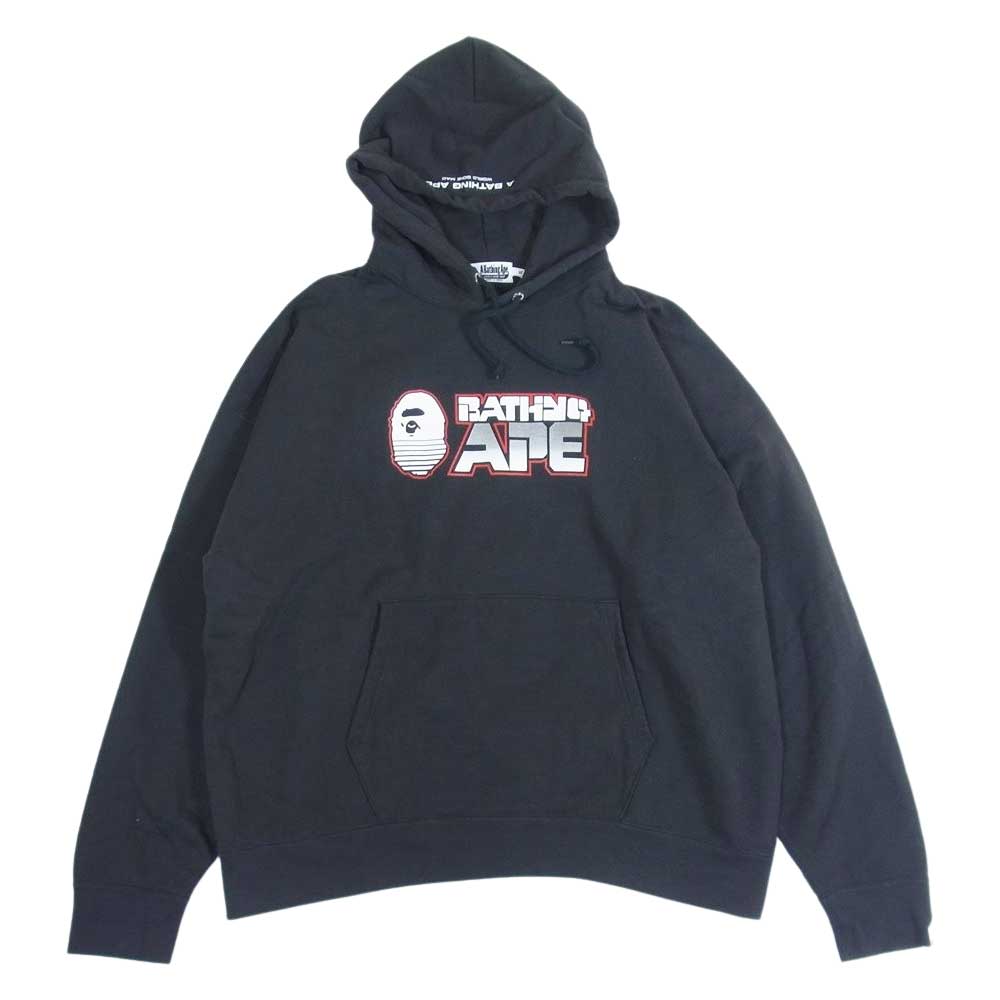 A BATHING APE アベイシングエイプ 001PPH7010031 プリント スウェット プルオーバー パーカー フーディ ブラック系 XL【中古】
