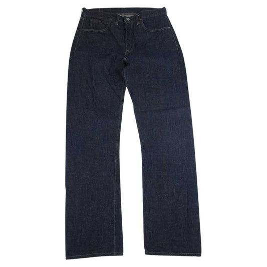 WAREHOUSE ウエアハウス WWII 大戦モデル レッド 赤 ペンキ プリント ステッチ デッドストックブルー デニムパンツ インディゴブルー系 31【美品】【中古】