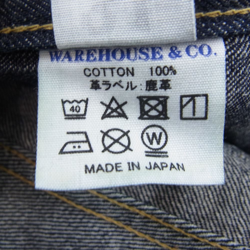 WAREHOUSE ウエアハウス WWII 大戦モデル レッド 赤 ペンキ プリント ステッチ デッドストックブルー デニムパンツ インディゴブルー系 31【美品】【中古】