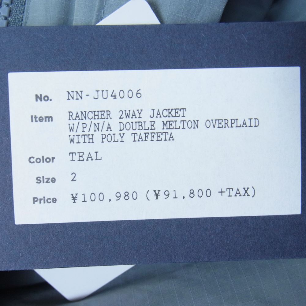nonnative ノンネイティブ 20AW NN-JU4006 RANCHER 2WAY JACKET W/P/N/A DOUBLE MELTON OVERPLAID WITH POLY TAFFETA ランチャー ダブル メルトン タフタ ジャケット ライトブルー系 2【美品】【中古】