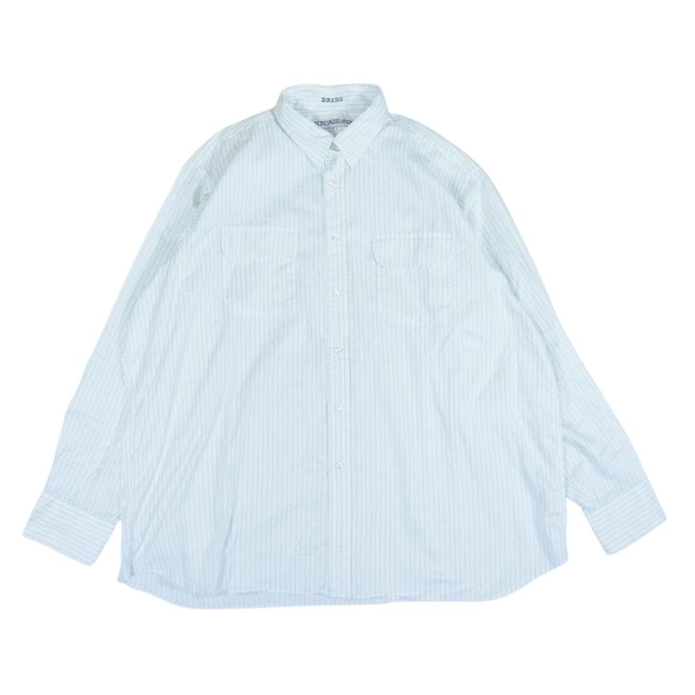 INDIVIDUALIZED SHIRTS インディビジュアライズドシャツ タブカラー ストライプ 長袖 シャツ ホワイト系 L【中古】