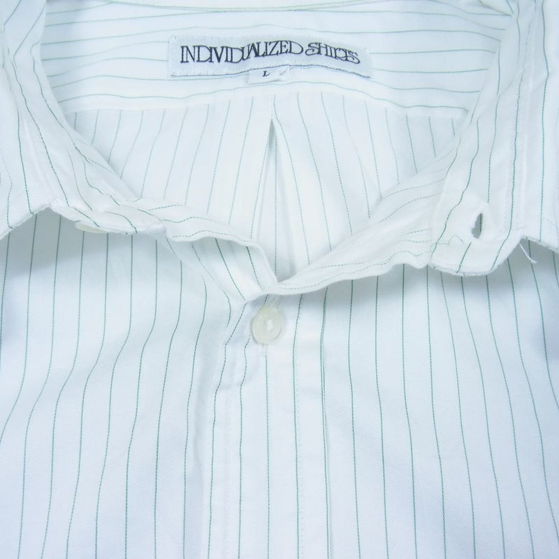 INDIVIDUALIZED SHIRTS インディビジュアライズドシャツ タブカラー ストライプ 長袖 シャツ ホワイト系 L【中古】