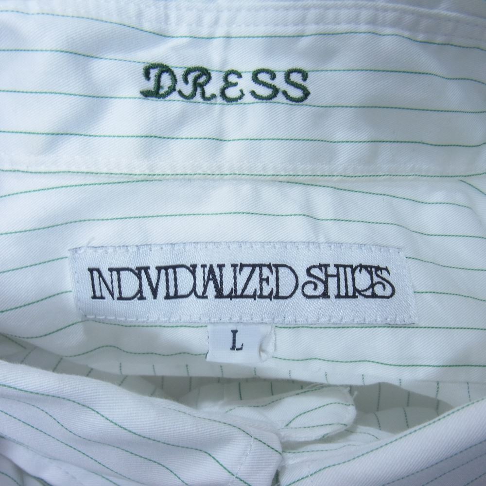 INDIVIDUALIZED SHIRTS インディビジュアライズドシャツ タブカラー ストライプ 長袖 シャツ ホワイト系 L【中古】