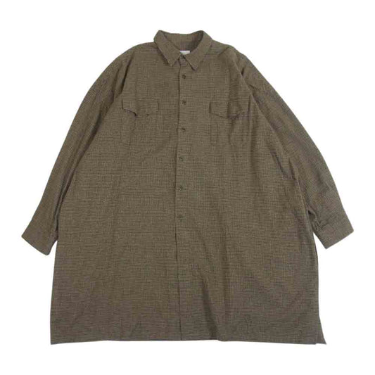 WhoWhat フーワット 5X SHIRT LONG オーバーサイズ ロング チェック シャツ ブラウン系 表記なし【中古】