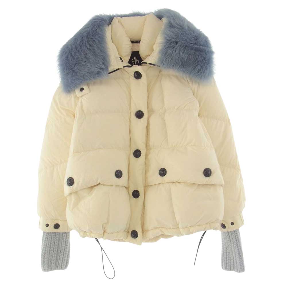 MONCLER モンクレール GRENOBLE グルノーブル CAREZZA ファー ダウン ジャケット オフホワイト系 ライトブルー系【中古】