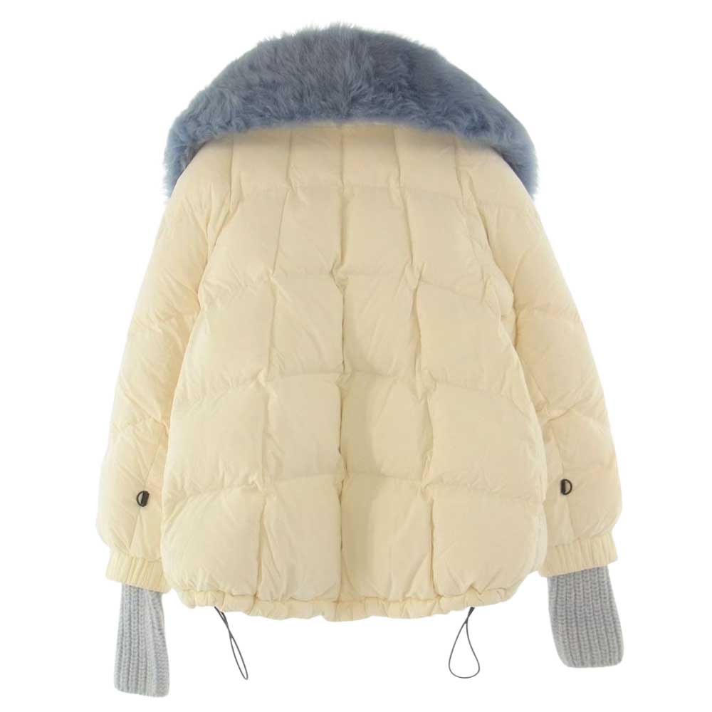 MONCLER モンクレール GRENOBLE グルノーブル CAREZZA ファー ダウン ジャケット オフホワイト系 ライトブルー系【中古】