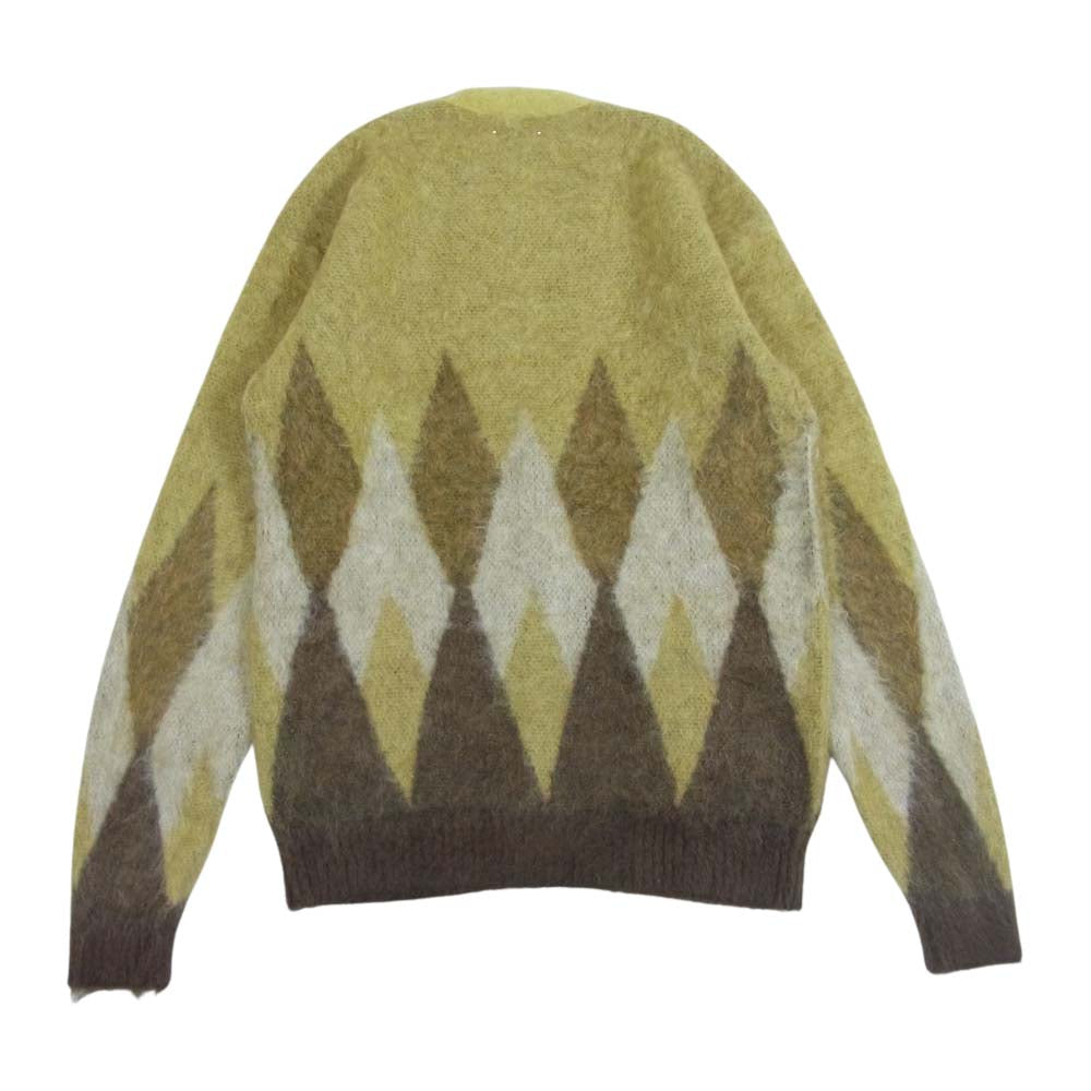 MINEDENIM マインデニム 2210-6002 Kid Mohair Argyle Knit Long Cardigan キッド モヘア アーガイル ニット カーディガン イエロー系 ベージュ系 2【新古品】【未使用】【中古】