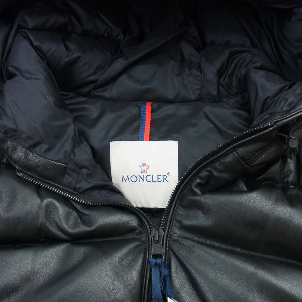 MONCLER モンクレール GEBROULAZ ゲブロウラズ オールレザー ダウン ジャケット ブラック系 3【極上美品】【中古】