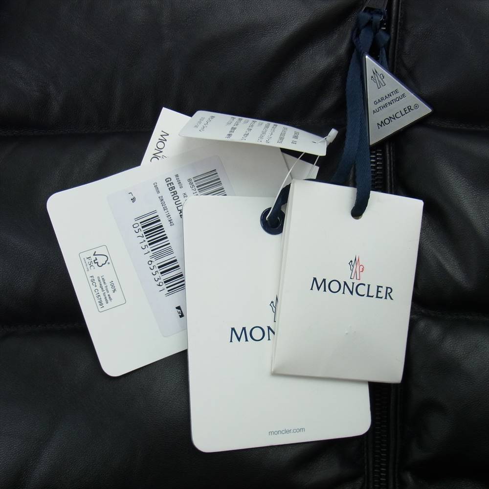 MONCLER モンクレール GEBROULAZ ゲブロウラズ オールレザー ダウン ジャケット ブラック系 3【極上美品】【中古】