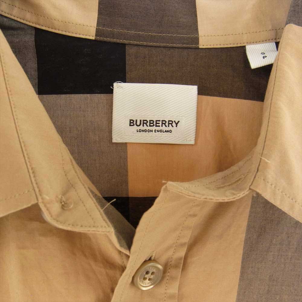 BURBERRY バーバリー 20AW 8033101 ロゴ パッチワーク プリント アシンメトリー デザイン チェック シャツ ブラウン系 S【中古】