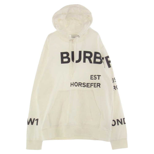 BURBERRY バーバリー 8048749 ホースフェリープリント ロゴ パーカー ホワイト ホワイト系 S【美品】【中古】
