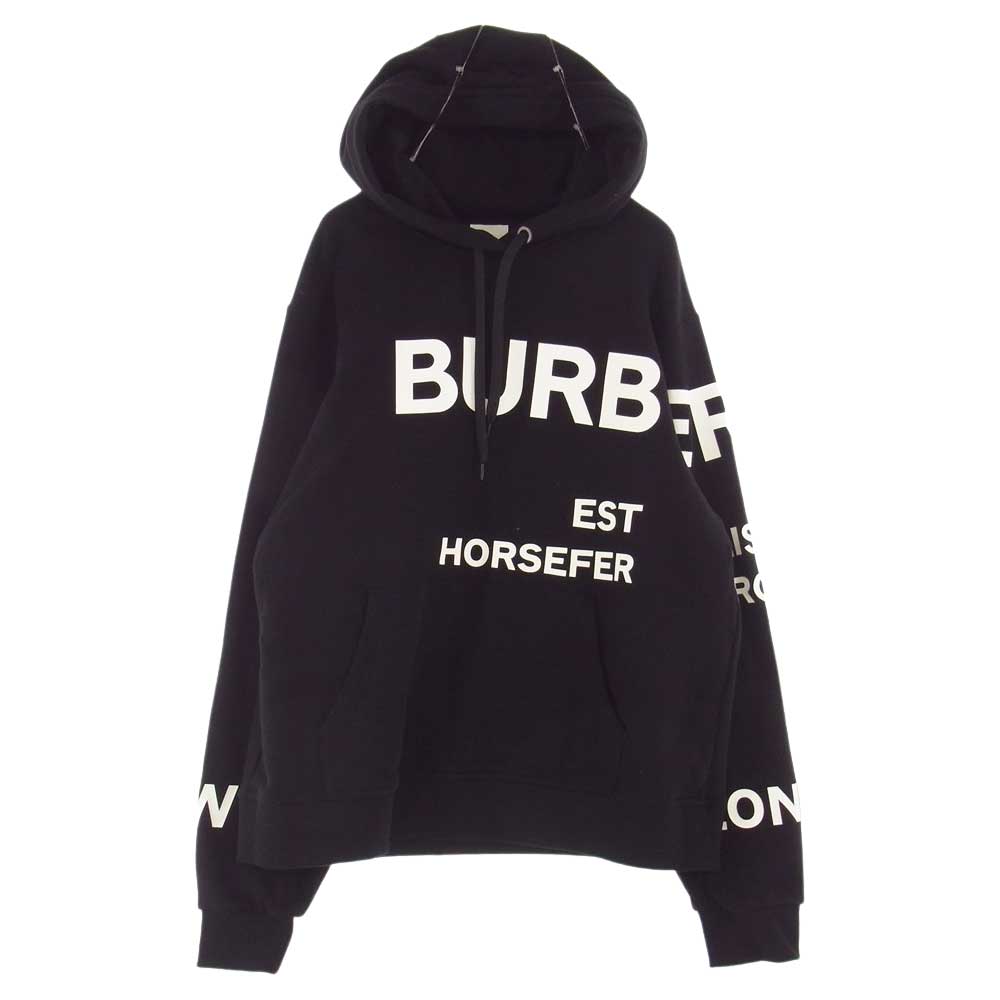 BURBERRY バーバリー 8040767 ホースフェリープリント ロゴ パーカー ブラック ブラック系 L【美品】【中古】