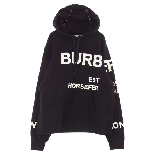 BURBERRY バーバリー 8040767 ホースフェリープリント ロゴ パーカー ブラック ブラック系 L【美品】【中古】
