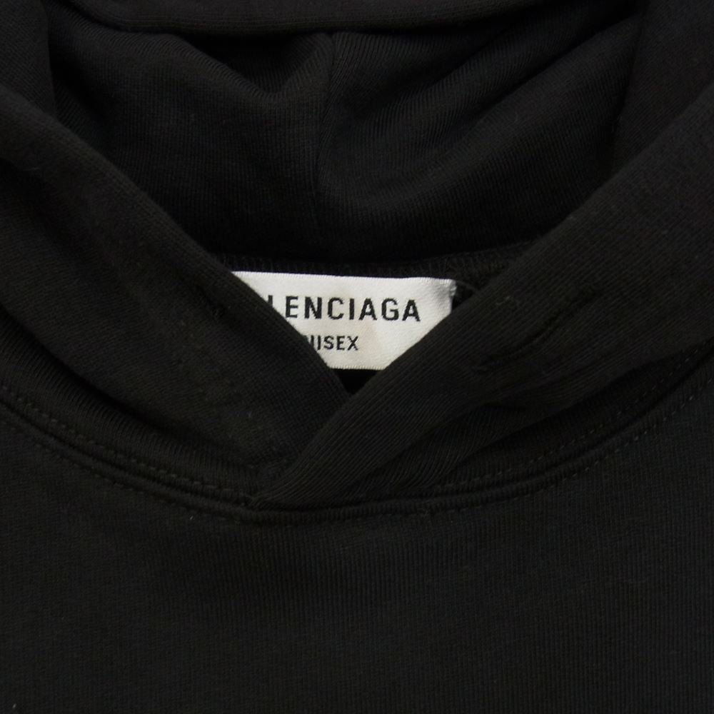 BALENCIAGA バレンシアガ 22AW 675003 TLVL8 PARIS ロゴ パーカー ブラック系 L【美品】【中古】