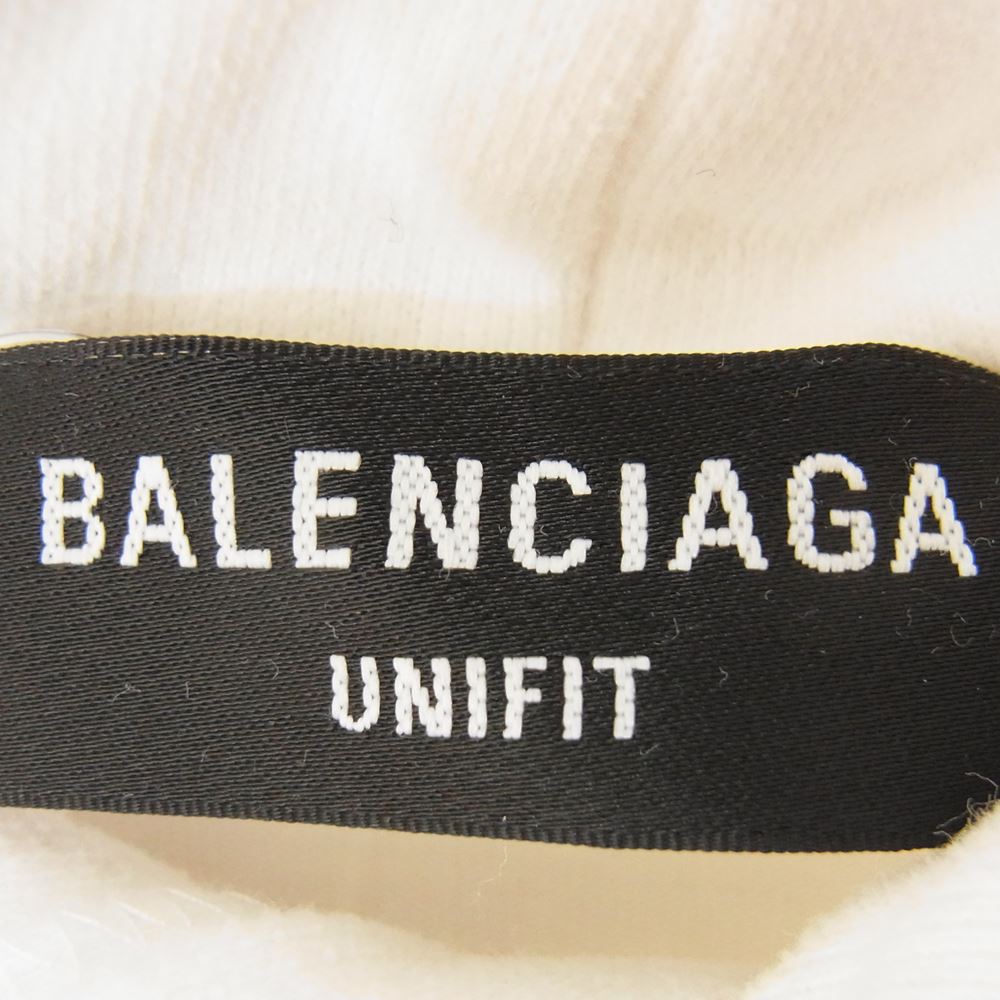 BALENCIAGA バレンシアガ 21SS 659403 TKVB6 デストロイ加工 ロゴ ミディアム パーカー  ホワイト系 XXS【中古】