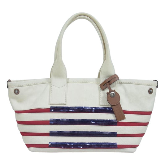MARC BY MARC JACOBS マークバイマークジェイコブス キャンバス トートバッグ ホワイト系 レッド系【中古】