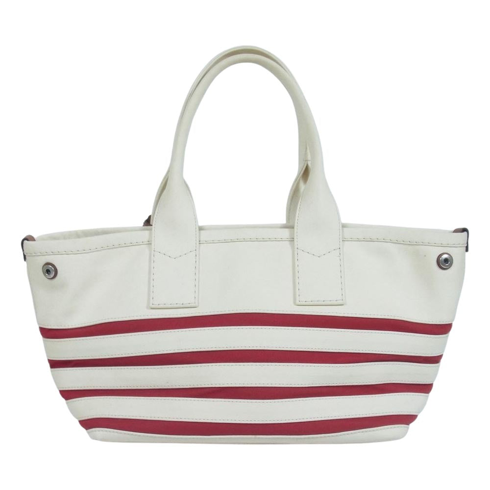 MARC BY MARC JACOBS マークバイマークジェイコブス キャンバス トートバッグ ホワイト系 レッド系【中古】