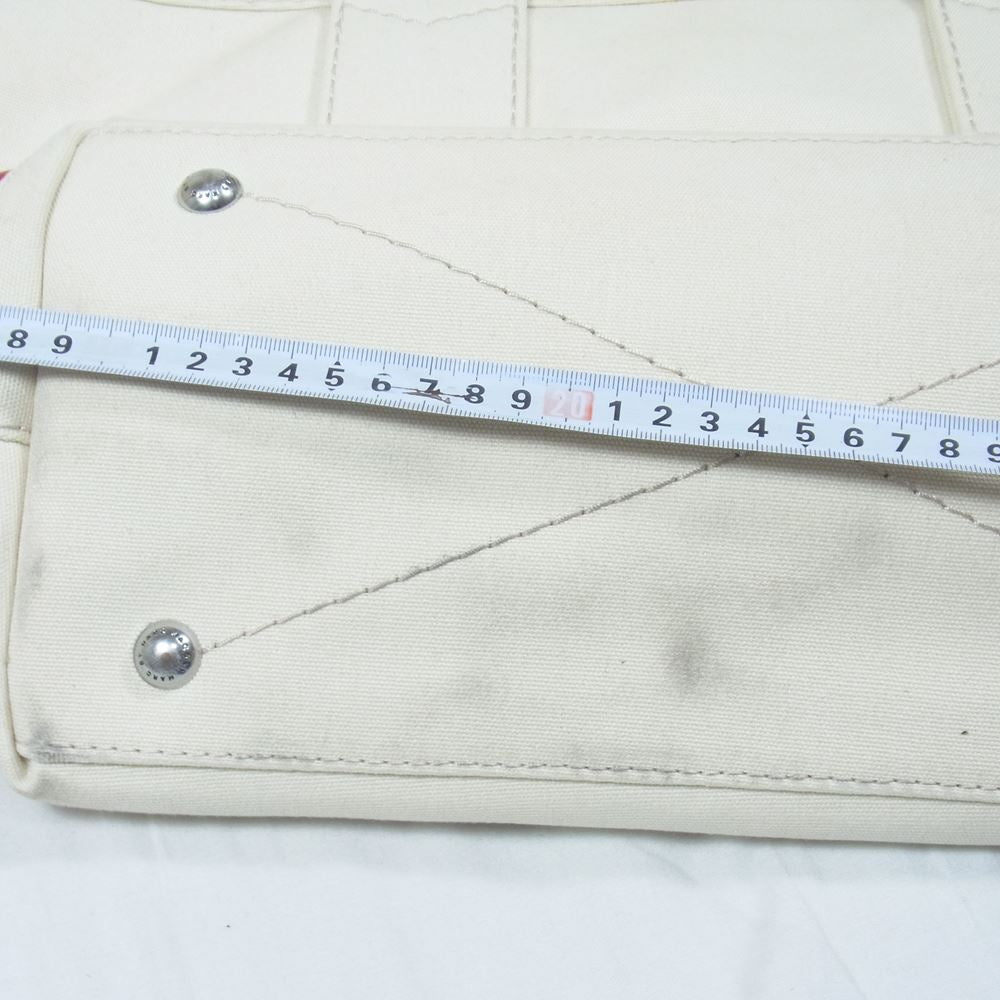 MARC BY MARC JACOBS マークバイマークジェイコブス キャンバス トートバッグ ホワイト系 レッド系【中古】
