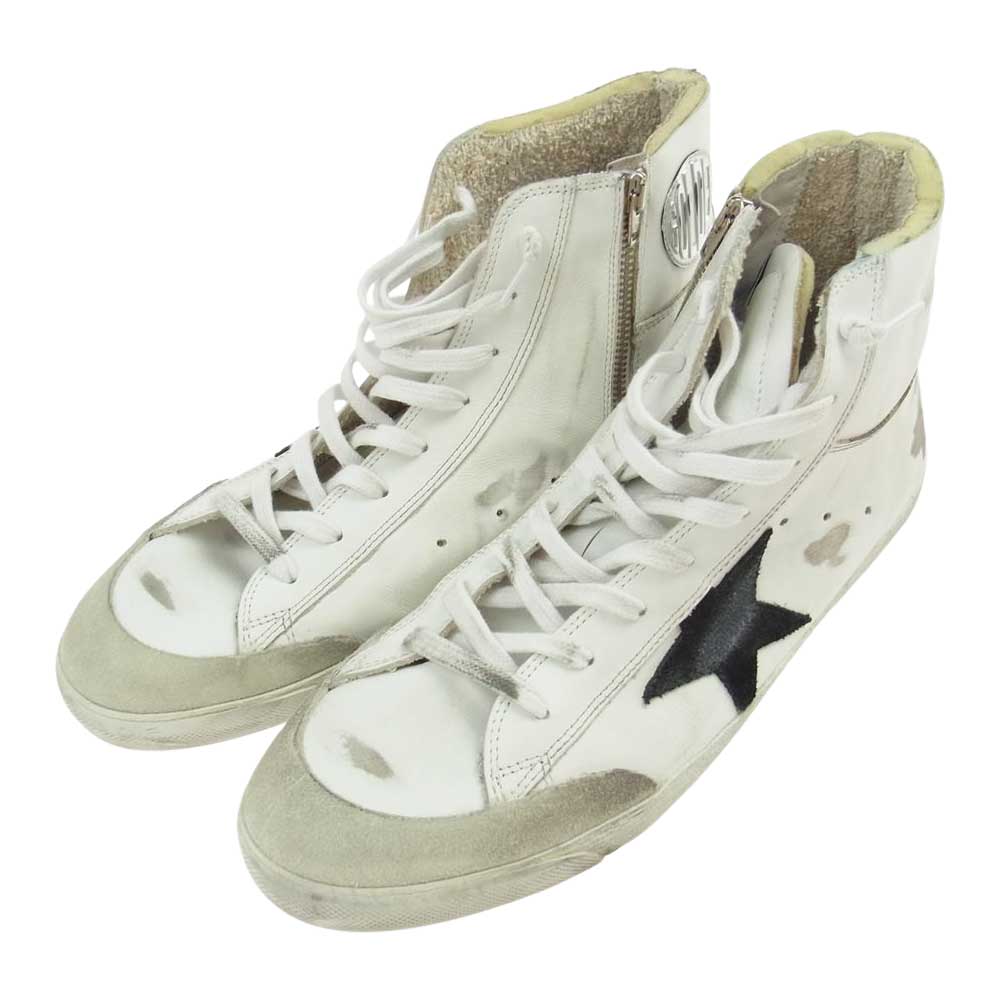 GOLDEN GOOSE ゴールデングース Francy ハイカット スニーカー ヴィンテージ加工  ホワイト系 44【中古】