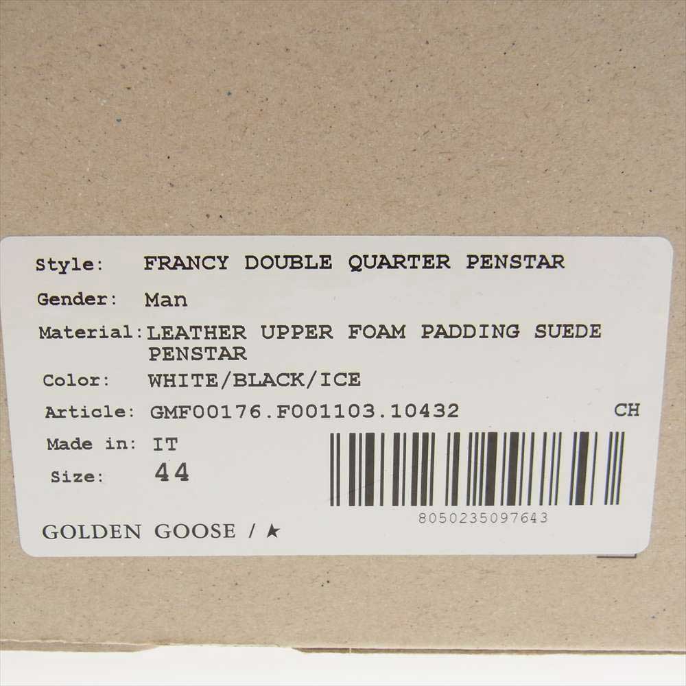 GOLDEN GOOSE ゴールデングース Francy ハイカット スニーカー ヴィンテージ加工  ホワイト系 44【中古】