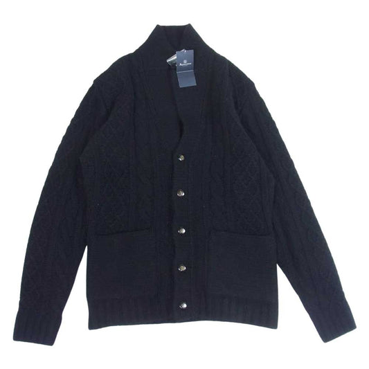 Aquascutum アクアスキュータム ケーブル ニット カーディガン ブラック系 M【中古】