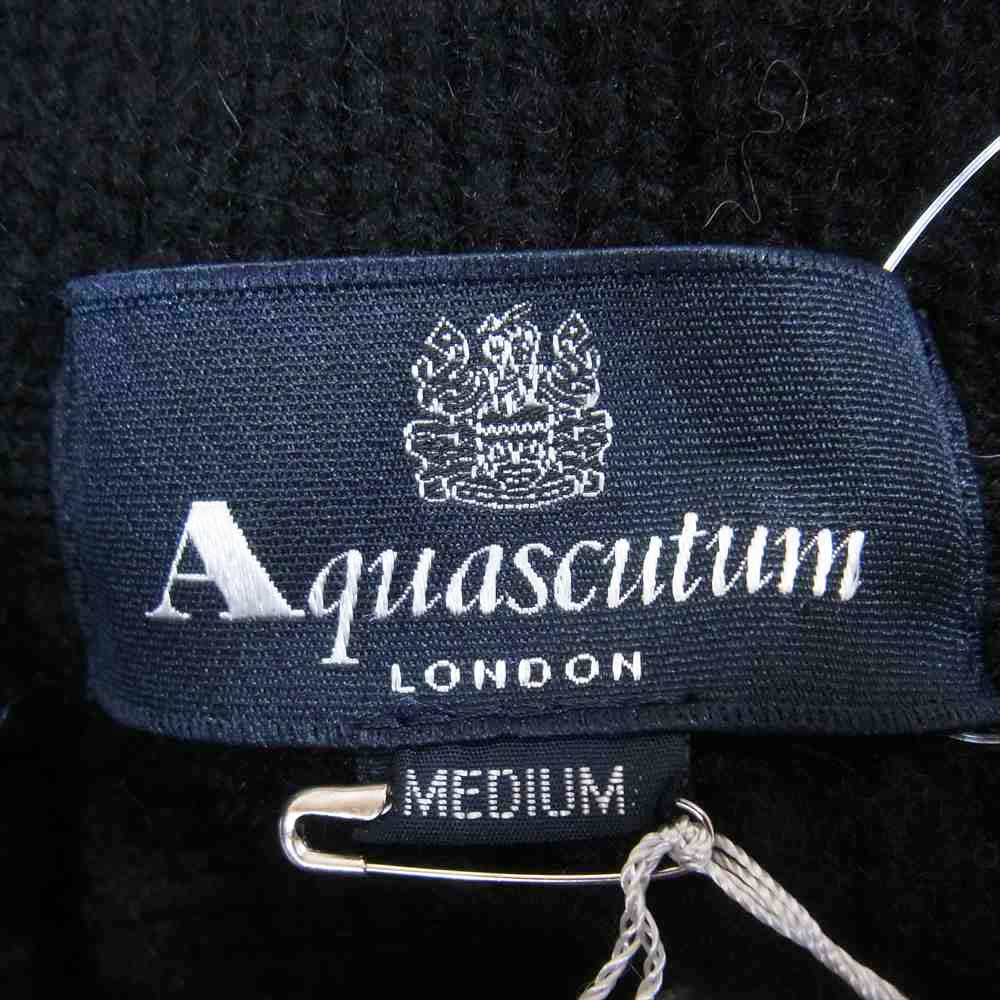Aquascutum アクアスキュータム ケーブル ニット カーディガン ブラック系 M【中古】