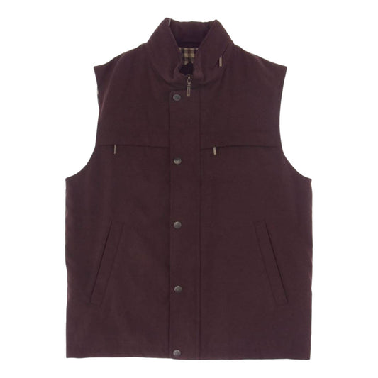 Aquascutum アクアスキュータム 撥水 裏チェック ベスト ワインレッド系 M【中古】