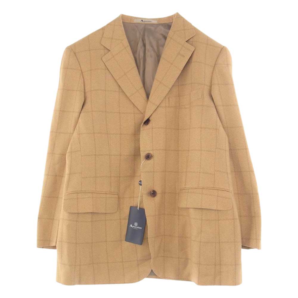 Aquascutum アクアスキュータム シルク チェック テーラード ジャケット ベージュ系【極上美品】【中古】
