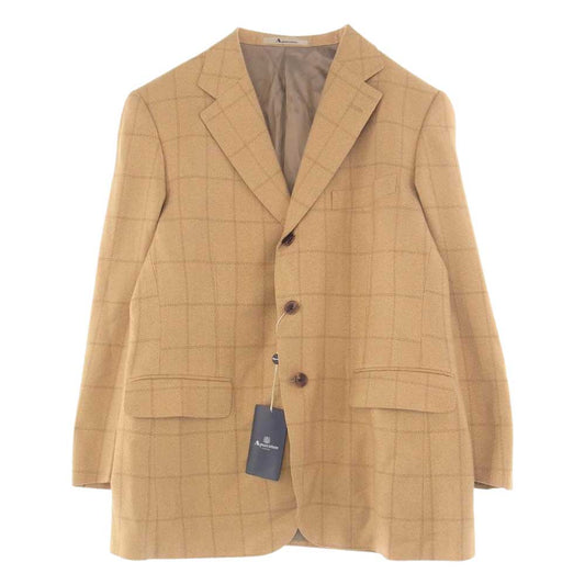 Aquascutum アクアスキュータム シルク チェック テーラード ジャケット ベージュ系【極上美品】【中古】