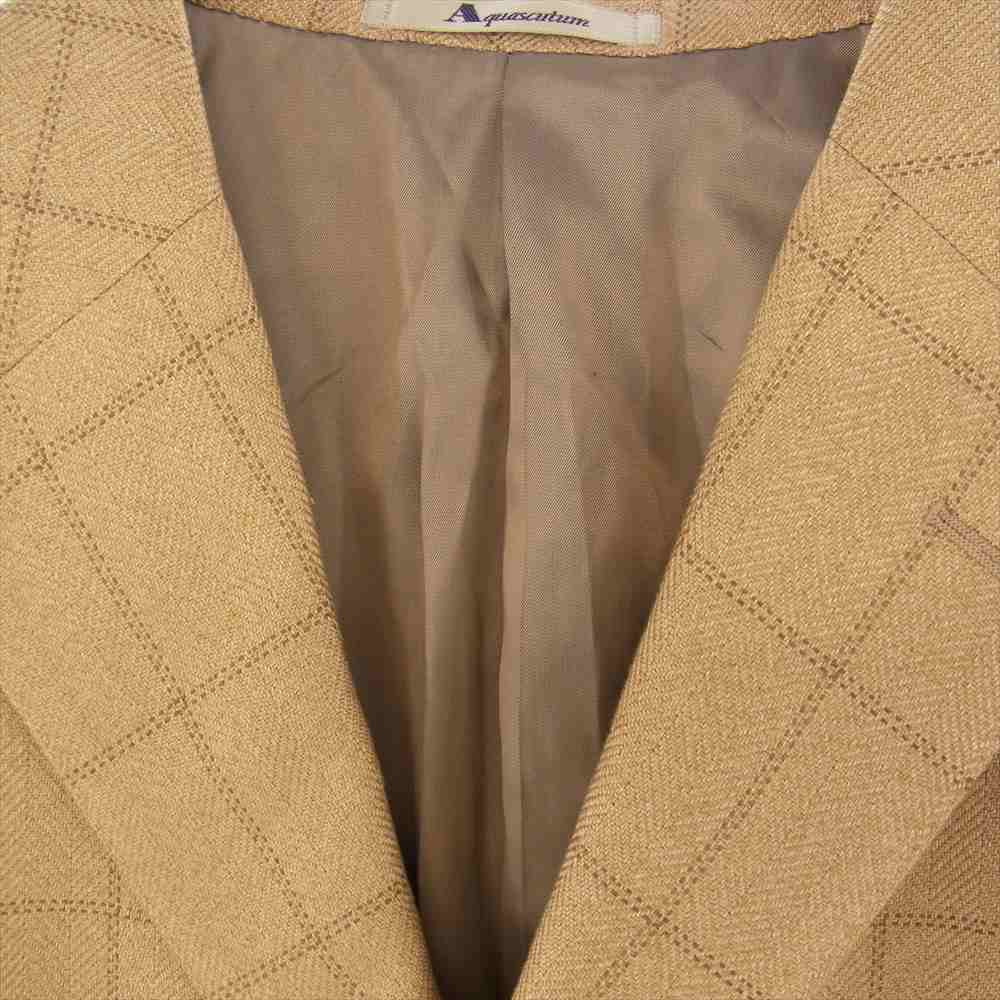 Aquascutum アクアスキュータム シルク チェック テーラード ジャケット ベージュ系【極上美品】【中古】