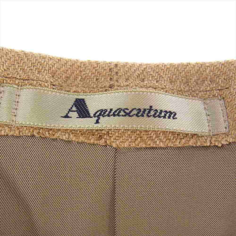 Aquascutum アクアスキュータム シルク チェック テーラード ジャケット ベージュ系【極上美品】【中古】