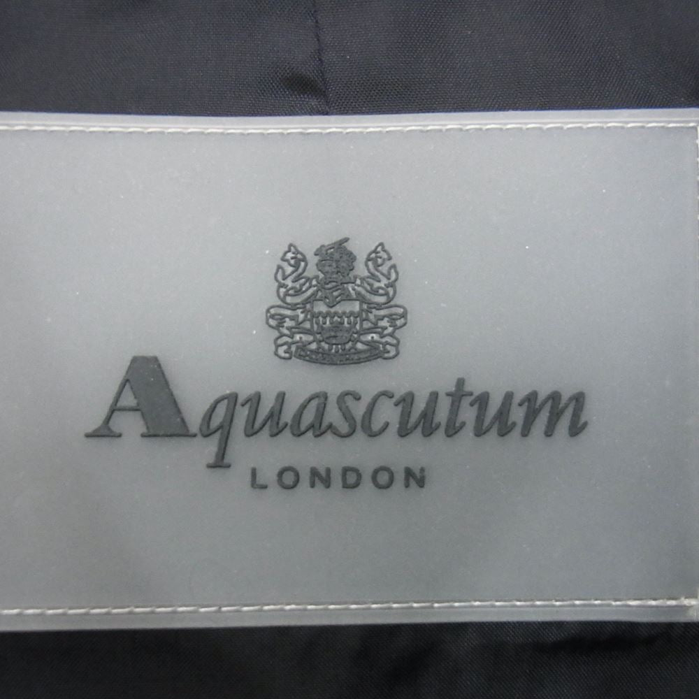 Aquascutum アクアスキュータム フード付き チェック ナイロン ステンカラー コート ブラウン系 40【極上美品】【中古】