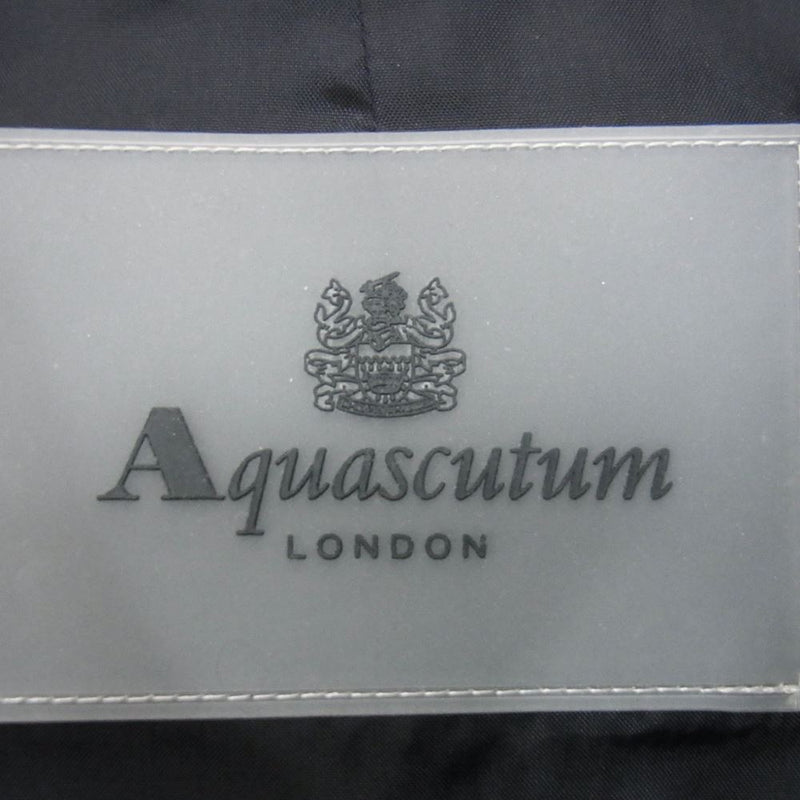 Aquascutum アクアスキュータム フード付き チェック ナイロン ステンカラー コート ブラウン系 40【極上美品】【中古】