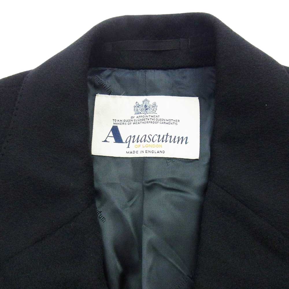 Aquascutum アクアスキュータム 英国製 カシミヤ チェスター コート ブラック系 34【中古】