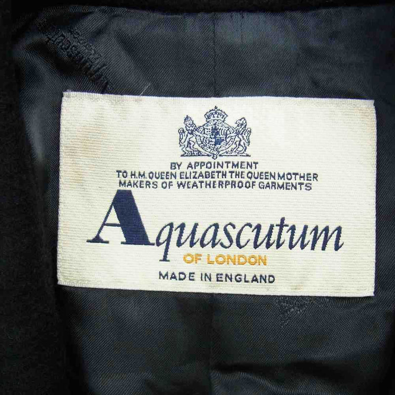 Aquascutum アクアスキュータム 英国製 カシミヤ チェスター コート ブラック系 34【中古】
