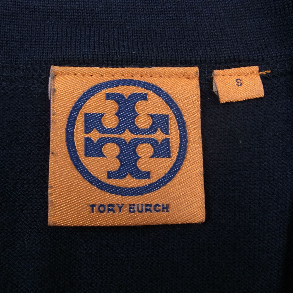 Tory Burch トリーバーチ ロゴボタン カーディガン ネイビー系 S【美品