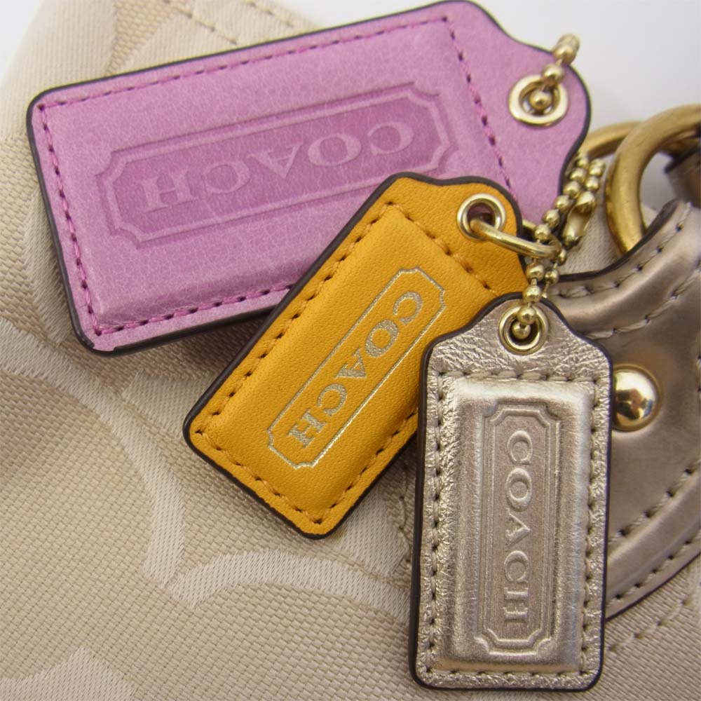 COACH コーチ 23521 ポピー エンブロイダード シグネチャー トート バッグ ベージュ系【中古】