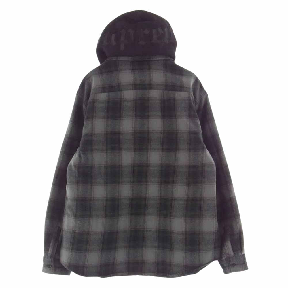 Supreme Hooded Flannel Zip Up Shirt 青 M