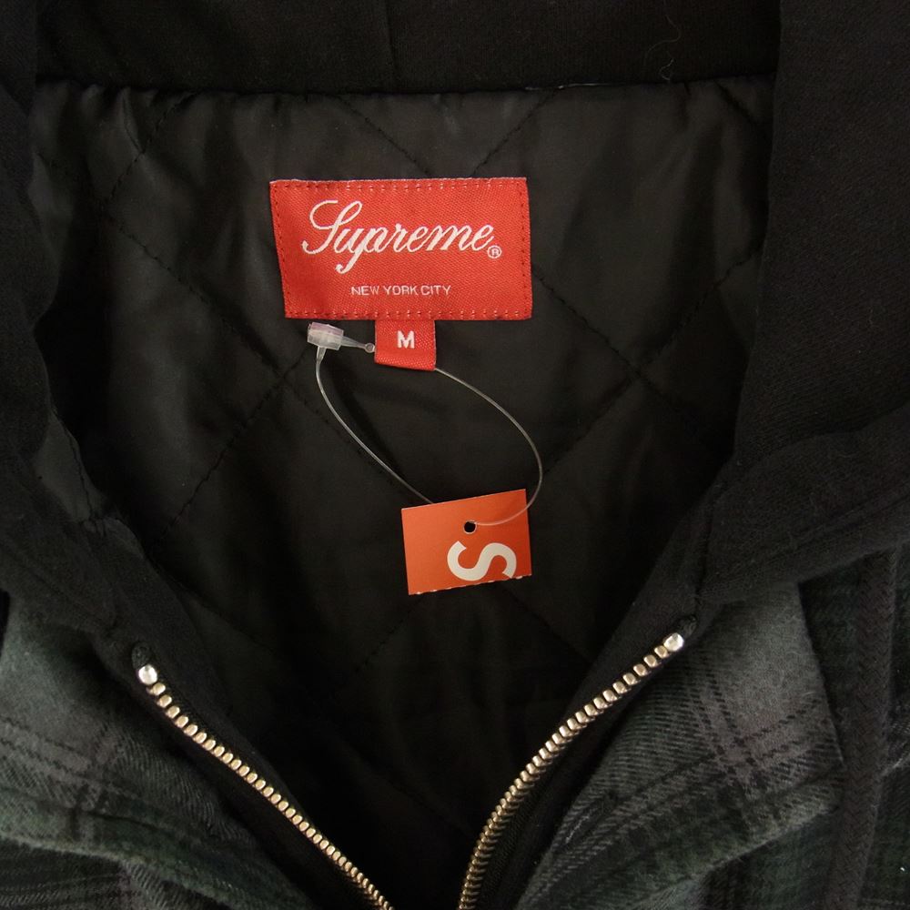 Supreme シュプリーム 21AW Hooded Flannel Zip Up Shirt フーデッド フランネル ジップ アップ シャツ ブラック系 M【中古】