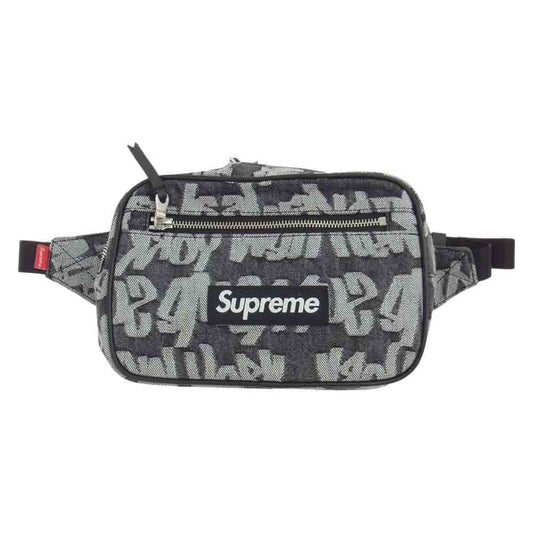 Supreme シュプリーム 22SS Fat Tip Jacquard Denim Waist Bag ファット チップ ジャガード デニム ウエスト バッグ ブラック系【極上美品】【中古】