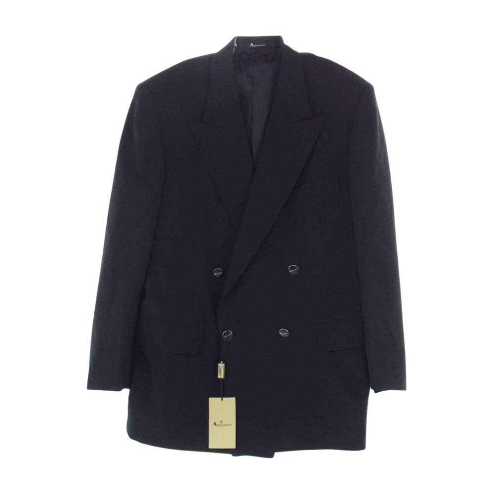 Aquascutum アクアスキュータム ウール ダブル ジャケット ブラック系 胸囲94 胴囲84 身長165【極上美品】【中古】