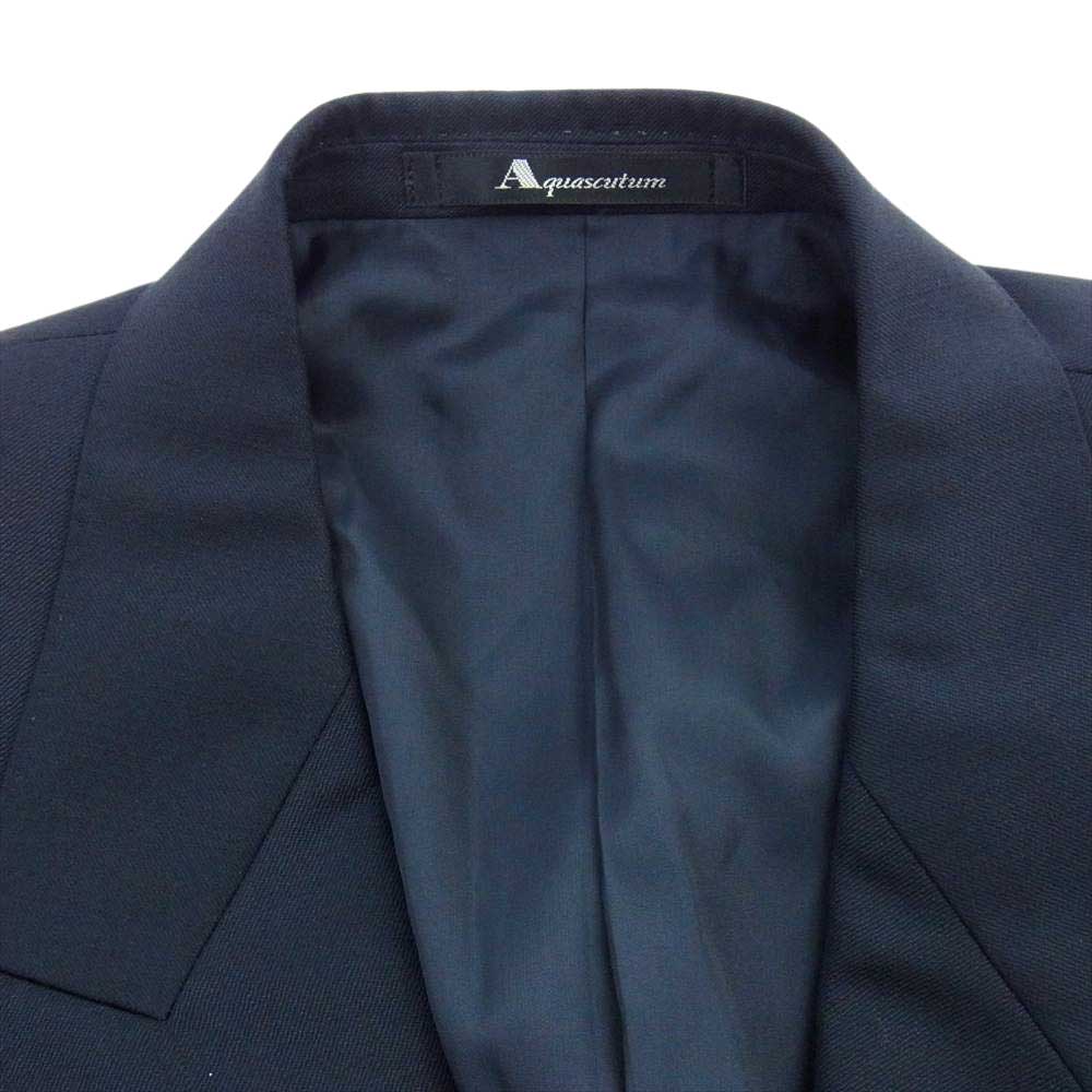 Aquascutum アクアスキュータム モヘヤ混 ダブル ジャケット ネイビー系 胸囲94 胴囲84 身長165【極上美品】【中古】