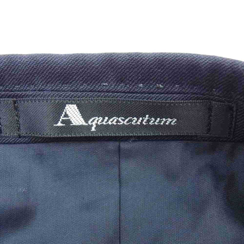 Aquascutum アクアスキュータム モヘヤ混 ダブル ジャケット ネイビー系 胸囲94 胴囲84 身長165【極上美品】【中古】
