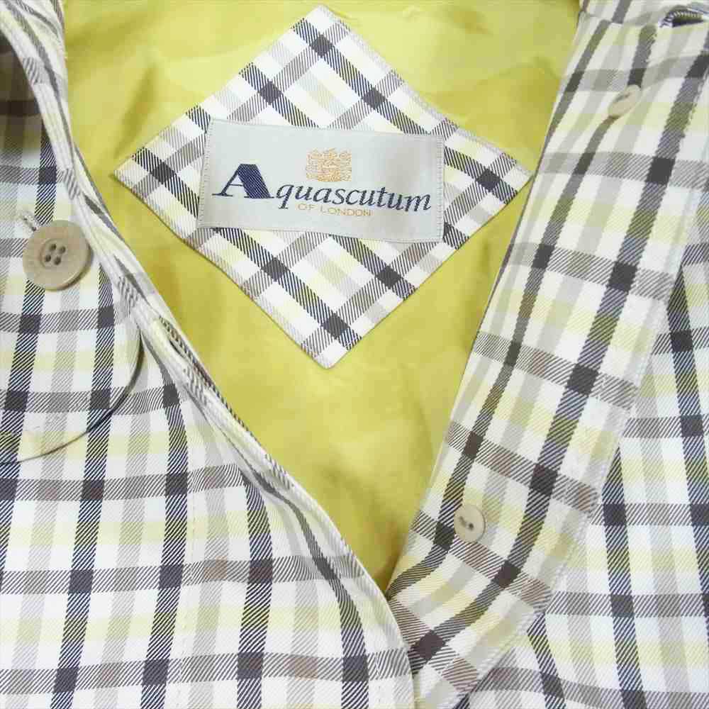 Aquascutum アクアスキュータム チェック ハーフ コート イエロー系 9【美品】【中古】