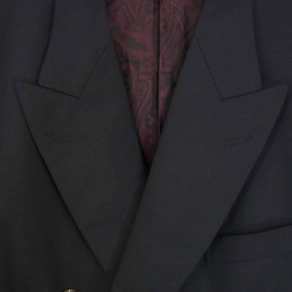 Aquascutum アクアスキュータム モヘヤ混 ダブル ジャケット ペイズリー 赤系 半裏仕様 ネイビー系 94AB4【極上美品】【中古】