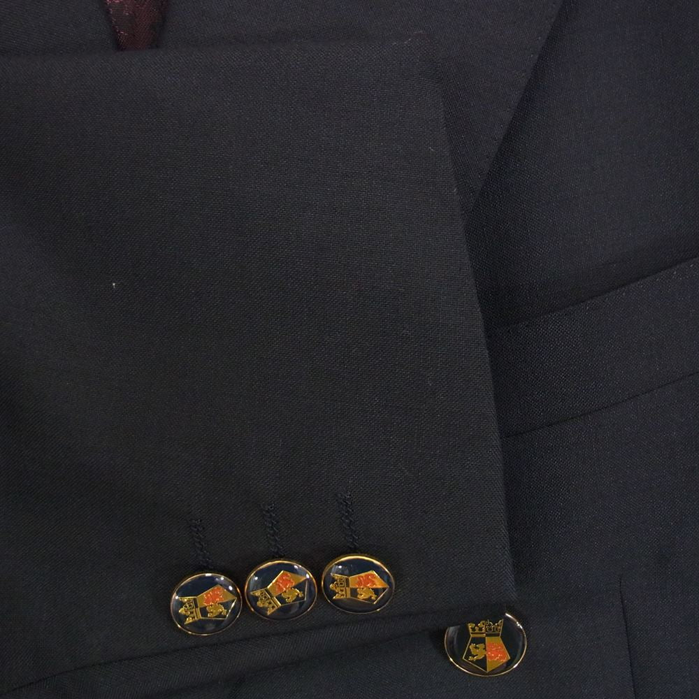 Aquascutum アクアスキュータム モヘヤ混 ダブル ジャケット ペイズリー 赤系 半裏仕様 ネイビー系 94AB4【極上美品】【中古】